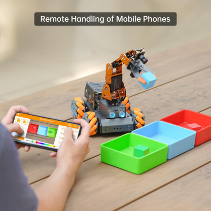 HIWONDER 5DOF AI Vision Robotic Arm Powered by Raspberry Pi Smart Robotic Arm Mecanum Wheel Chassis Robot Car Kit DIY Robot for Beginners, Without RPi