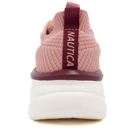 Nautica Women's Fashion Sneaker Lace-Up Knit Running Shoe Casual Max Cushioning Walking Tennis Sneaker-Venera-Mauve Burgundy-10