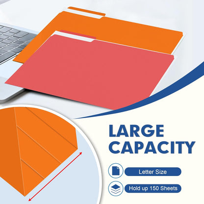 File Folder, PANDRI 220 Pack Colored File Folder, 1/3 Cut Tab, Letter Size, Assorted 12 Colors Filing Folder for Office School Business