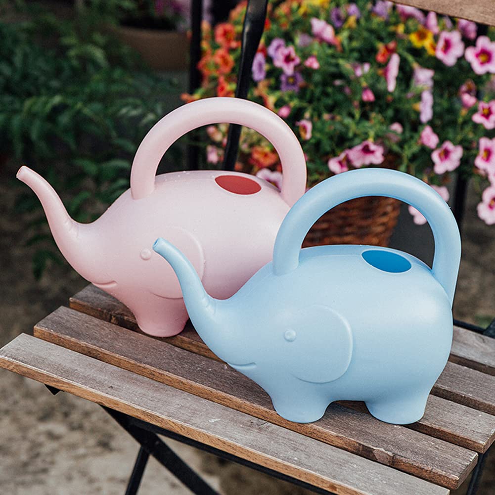 LOYUYU 0.4 Gallon Plastic Watering Can Small Lightweight Cute Indoor Outdoor Garden Plants, Adult Elephant Watering Can STYLE1: Blue