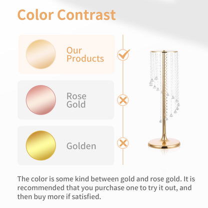 Nuptio 2 Pcs 27.6inch Tall Wedding Centerpieces Gold Vases Crystal Flower Vase Metal Flowers Stand for Party Tables Decorations - Elegant Bulk Weddings Decoration Table Chandelier Centerpiece Stands