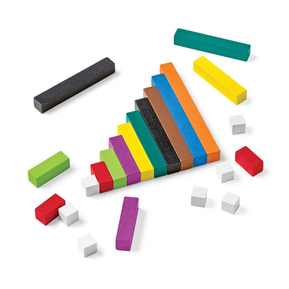 hand2mind Wood Cuisenaire Rods Individual Set, Fraction Bars, Montessori Number Rods, Counting Blocks, Math Manipulatives, Math Teacher Supplies, Kindergarten Homeschool Supplies (Set of 74)
