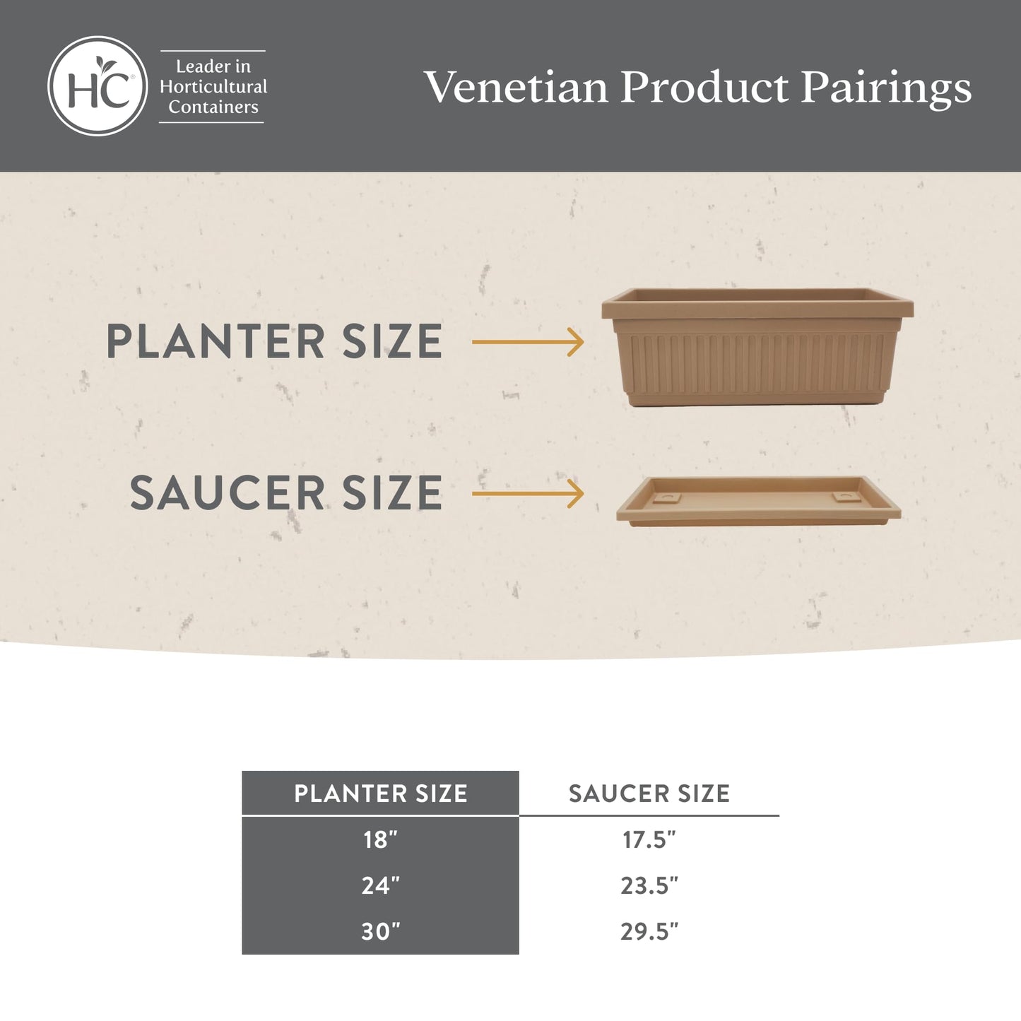 The HC Companies Venetian Window Planter Box w/Drain Plug - Long Planter Box for Windowsills, Balconies & More - Plastic Large Rectangular Planters for Herbs & Flowers (24" Sandstone, Pack of 1)