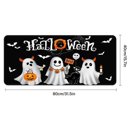 Britimes Halloween White Cute Ghost Large Mouse Pad Non-Slip Desk Pad Keyboard and Mouse Desk Mat Pumpkin Bat Black Gaming Mousepad for Game,Office & Home,31.5 x 15.7 in