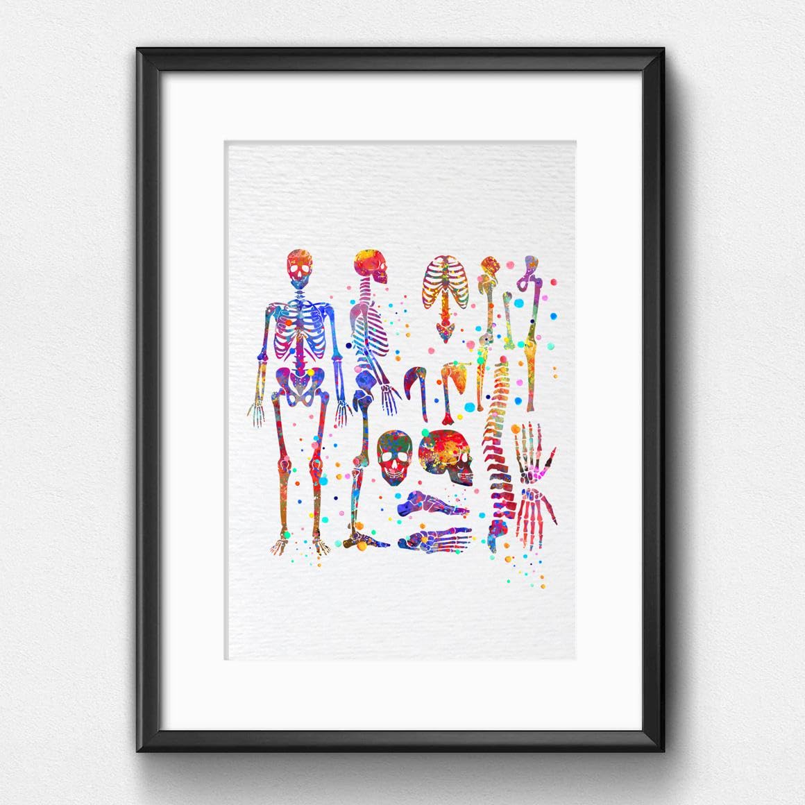 Dignovel Studios 8X10 Unframed Skeletal System Human Skeleton Body Anatomy Medical Medicine Science Watercolor Art Print Poster Wall Nursery Kids Office Home Decor DN574