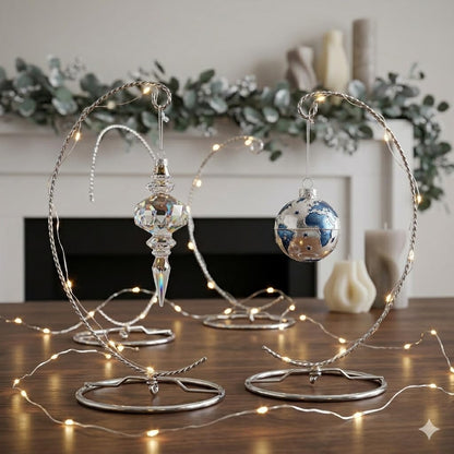 HOHIYA Christmas Ornament Display Stand 4 Pack 9.5" Chrome Silver Twist Wire Holder for 150mm Glass Terrarium Air Plants Halloween, Xmas Easter & Seasonal Decorations