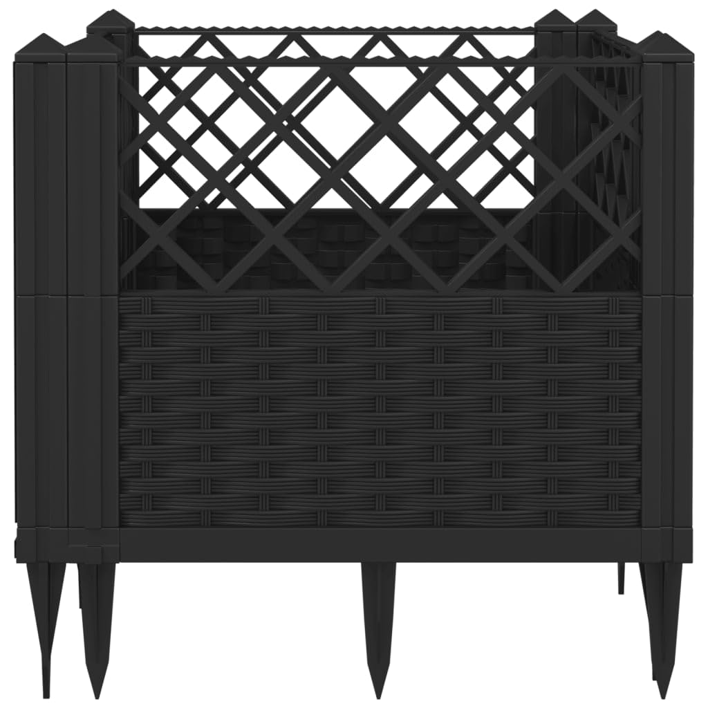 VGLQNRPT Modular Garden Planter Box 17.1 Inch Square Raised Bed for Vegetables Flowers Herbs Durable Rattan Look Outdoor Container Black
