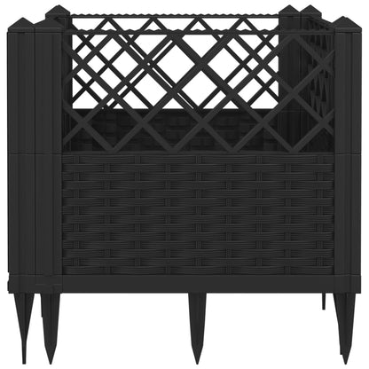 VGLQNRPT Modular Garden Planter Box 17.1 Inch Square Raised Bed for Vegetables Flowers Herbs Durable Rattan Look Outdoor Container Black