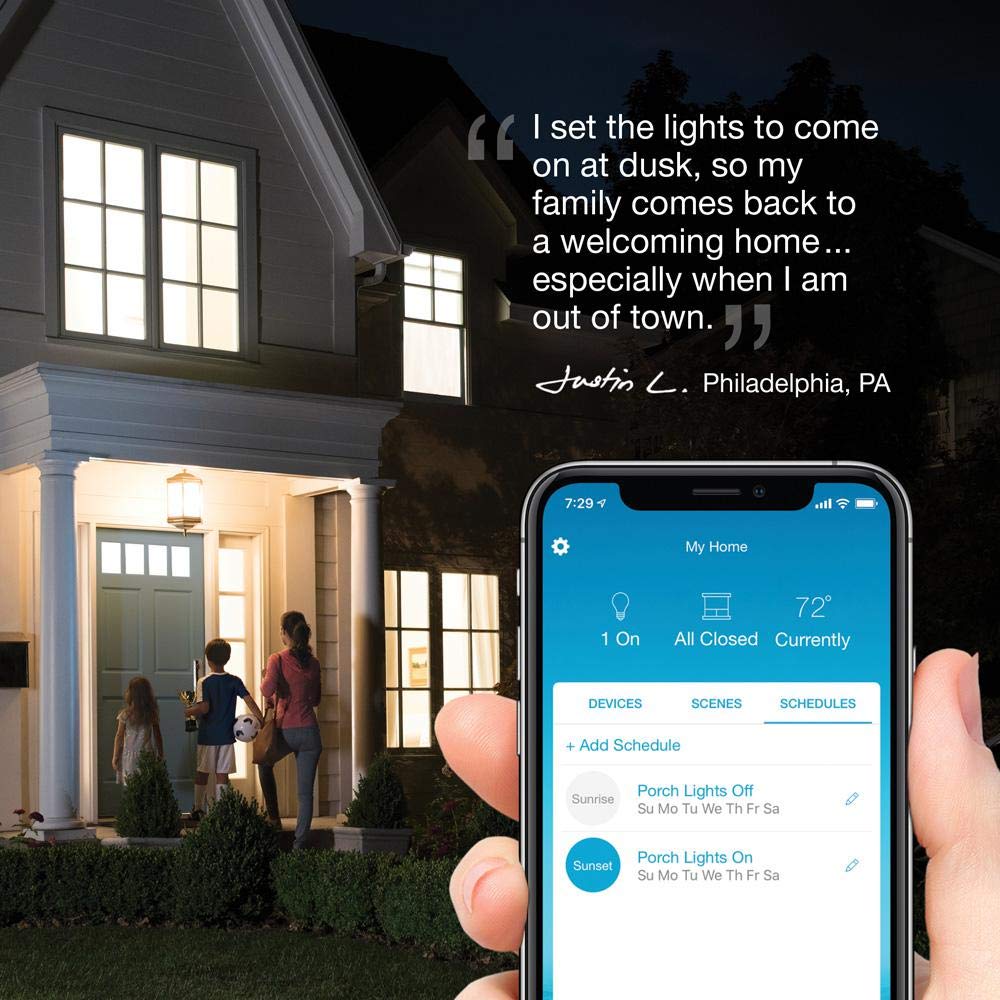 Lutron Caseta Smart Lighting Smart Hub for Light Bulbs and Fans, Works w/ Alexa, Apple Homekit, Google Home, 75 Device Capacity, L-BDG2-WH, White