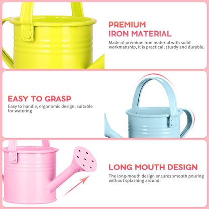 Healeved 5Pcs Iron Kids Watering Cans Chic Small Water Can Watering Bucket Kids Watering Tin Can for Garden Beach Water Bucket for Kids
