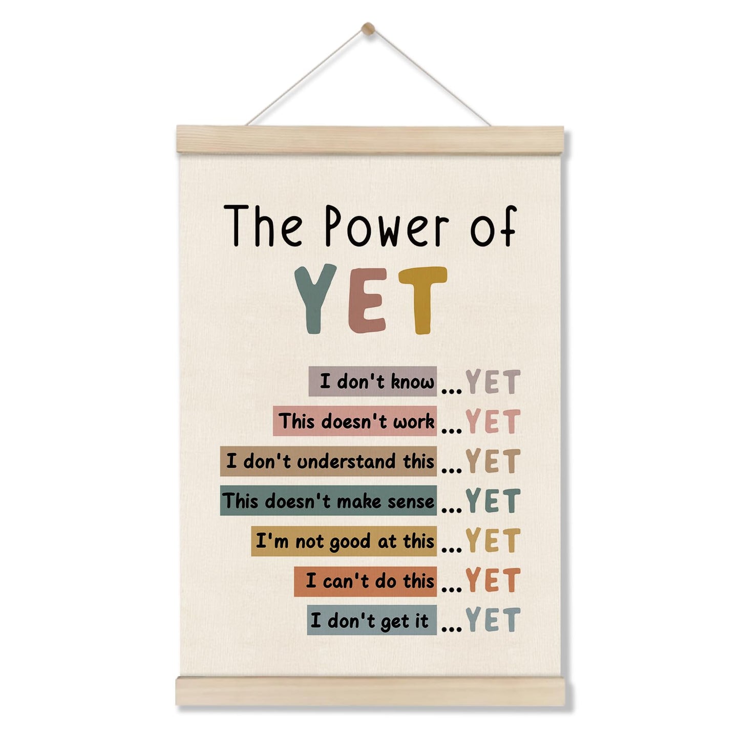 DOI-LANEE The Power of Yet Poster - Motivational Inspirational Wall Decor, Mental Health Therapy Office Decor, Growth Mindset Wall Art for Homeschool Classroom Counselor, 16x12 Inch