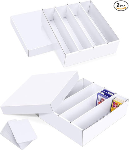 Trading Card Storage Box, 3200 Count Cardboard Storage Box with Divider for Sports, Tcg, Mtg Card(2 Pack)