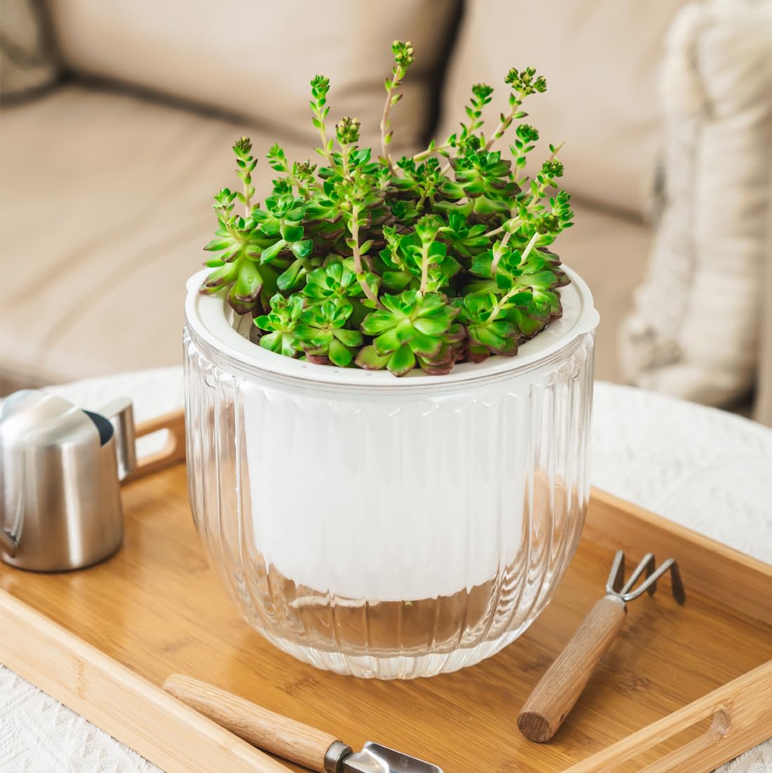 Melphoe 1 Pack Self Watering Hanging Planters Indoor Flower Pots, 8.3 Inch Outdoor Hanging Plant Pot Basket, Plant Hanger with 3Hooks Drainage Holes for Garden Home