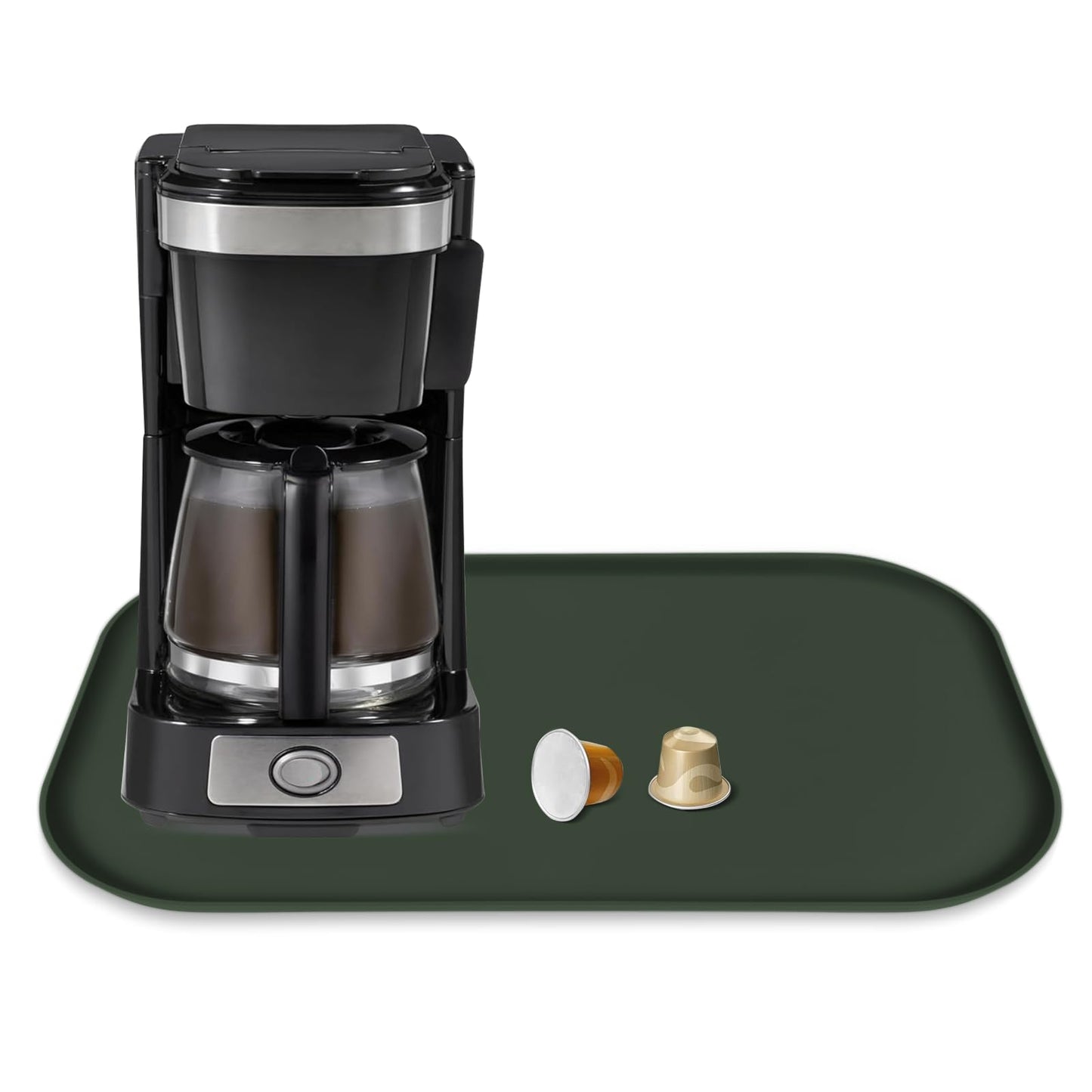 TOHONFOO Silicone Coffee Mat with Lip, 19.7'' x 15'' Heavy Duty Bar Mat, Coffee Tray for Countertop Fit Under Machine Pot Espresso Machine, Grey