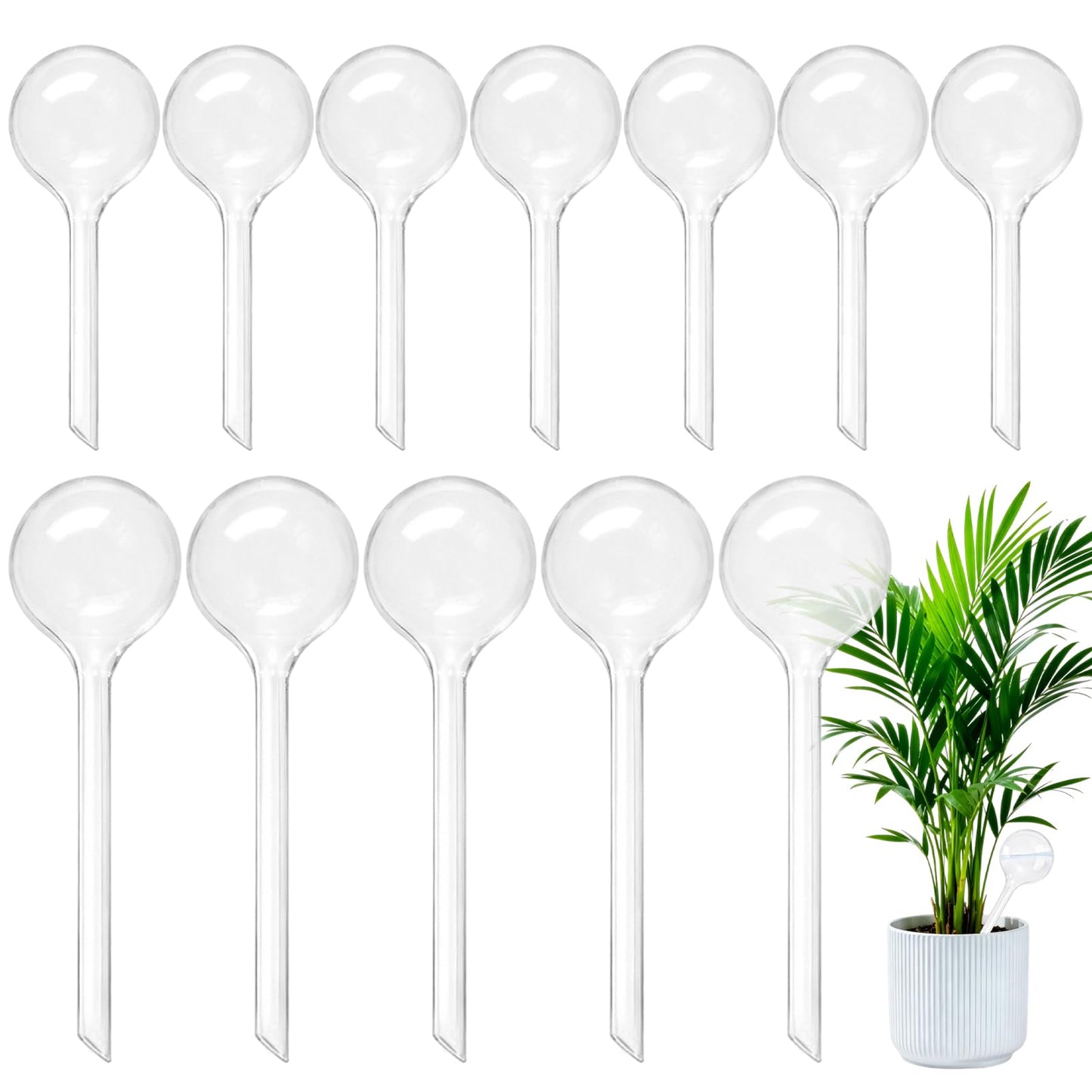 Anyumocz 12 Pcs Clear Plant Watering Globes,Plastic Self-Watering Bulbs,Flower Automatic Watering Bulbs for Plants Indoor,Outdoor,Flowerpot,Home Garden(2 Size)