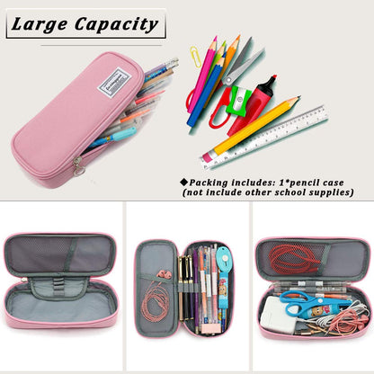 FUXINGYAO Pencil Case, Multi- Slot Pencil Pouch, Portable Pencil Bag, Pen Case for& Office(pink)