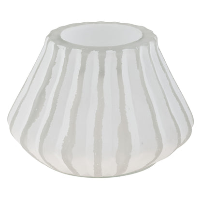 Karma, Boho Fluted Pyramid Tealight, Votive Candle Holder, Glass Votive Candle Holders for Table Decorations, Beach Party and Coastal Home Decor, White