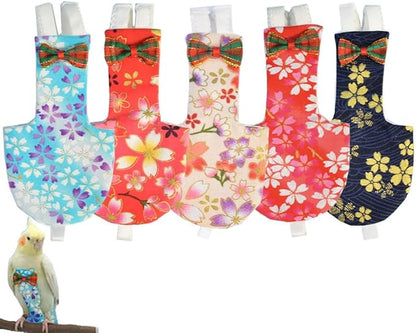 5pcs Bird Diaper Cute Printed Parrot Flight Suit Parrot Nappy Reusable Pigeon Pants Cockatiel Clothes for Parakeet Mini Macaw Budgie Canary for Indoor Outdoor - color1 M