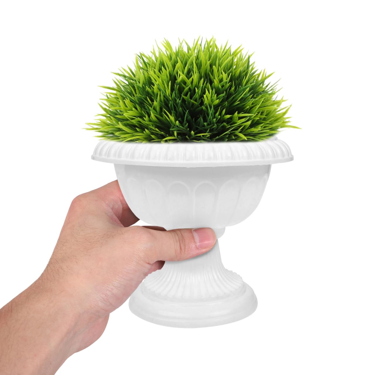 Amosfun 4pcs Mini Roman Flower Pots White Urn Planter Wedding Anniversary Party Porch Decoration Urn Planters Roman Home Decor 6.2 x 5.5 Inch