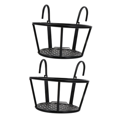 Healifty 2pcs Iron Hanging Flower Pot Stand Plant Holder Rack for Balcony Patio Indoor Outdoor Home Decor