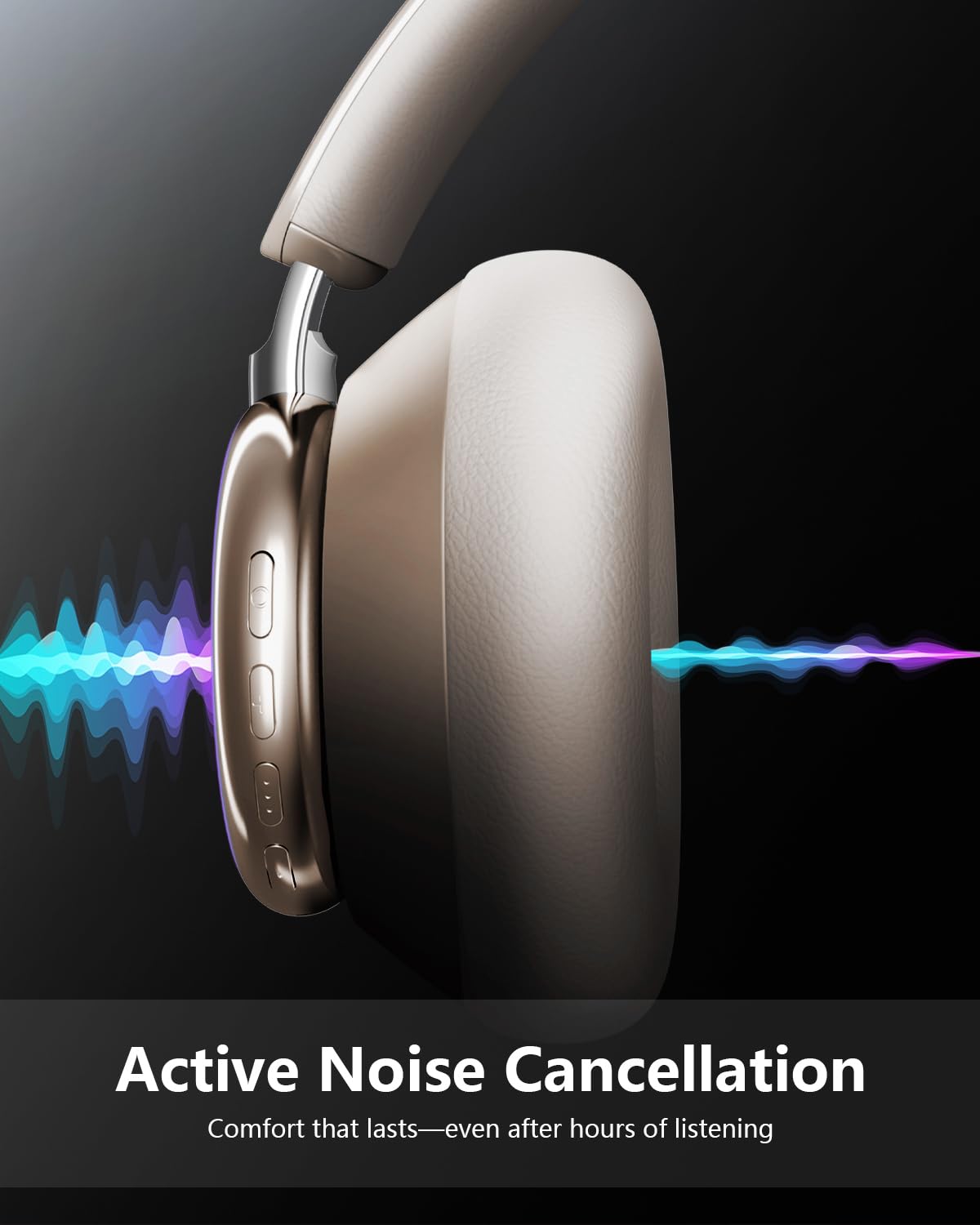 Wentronic Y03 Bluetooth Headphones Wireless Active Noise Cancelling Over Ear Headphones 48 Hours Playtime High Sound Quality 6 EQ Music Mode Headphones with Soft Ear Cushion - Starlight