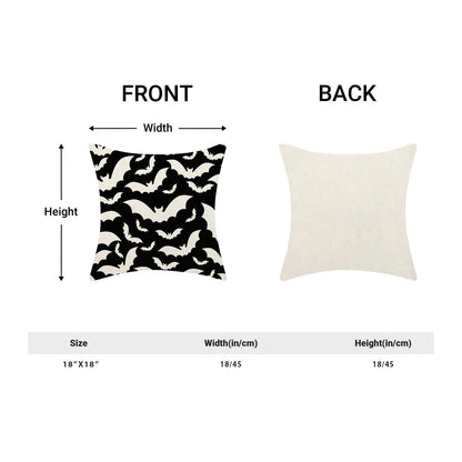 AEIOAE Halloween Pillow Covers 18x18 Inch Set of 2,Black and Cream Bats Throw Pillows Case,Halloween Outdoor Decorative Linen Farmhouse Decor Cushion Covers for Home Sofa Bed Couch