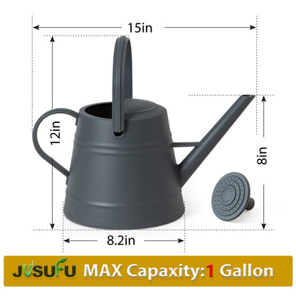 1 Gallon Watering Can for Plants, Watering Cans for Indoor&Outdoor Gardening, Water Can with Ergonomic Movable Handle (Dark Grey)
