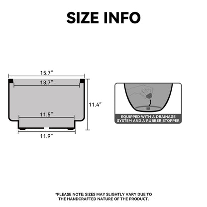 Kante 15.7 Inch Dia Concrete Planter, Weathered Concrete Finish with Painted Interior