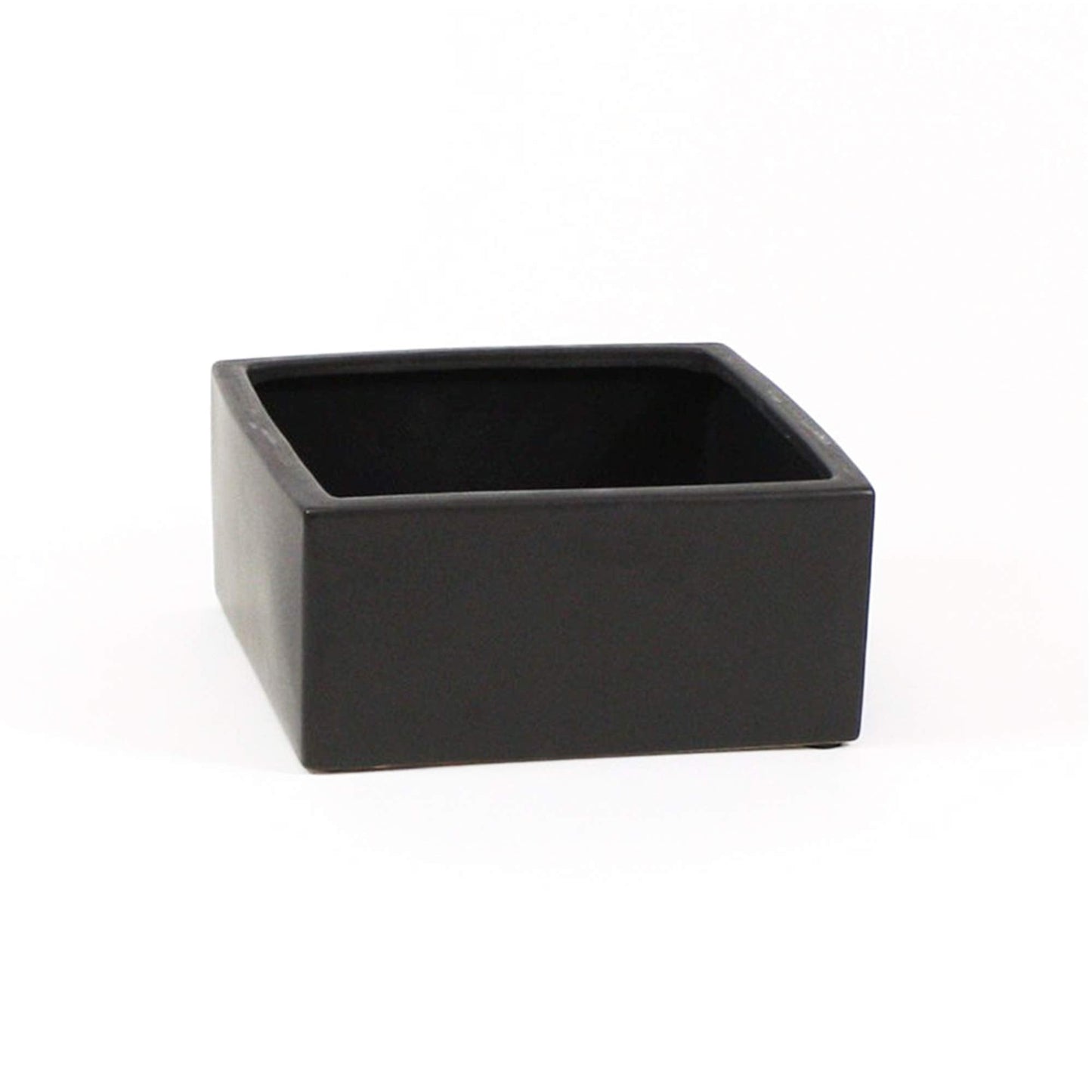 WGV Block Ceramic Vase, Width 8", Height 4", Elegant Morden Short Square Floral Planter Terrarium Container Table Dresser for Event Accent Home Office Decor Black 1 Piece