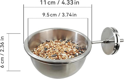 AOTU Anti-Snatch Stainless Steel Parrot Feeding Cups with Locking Buckle - Bird Food & Water Bowls, Bird Cage Accessories for Cockatiel, Conure, Budgie, Macaw, Gray Parrot & Small Pets (L)