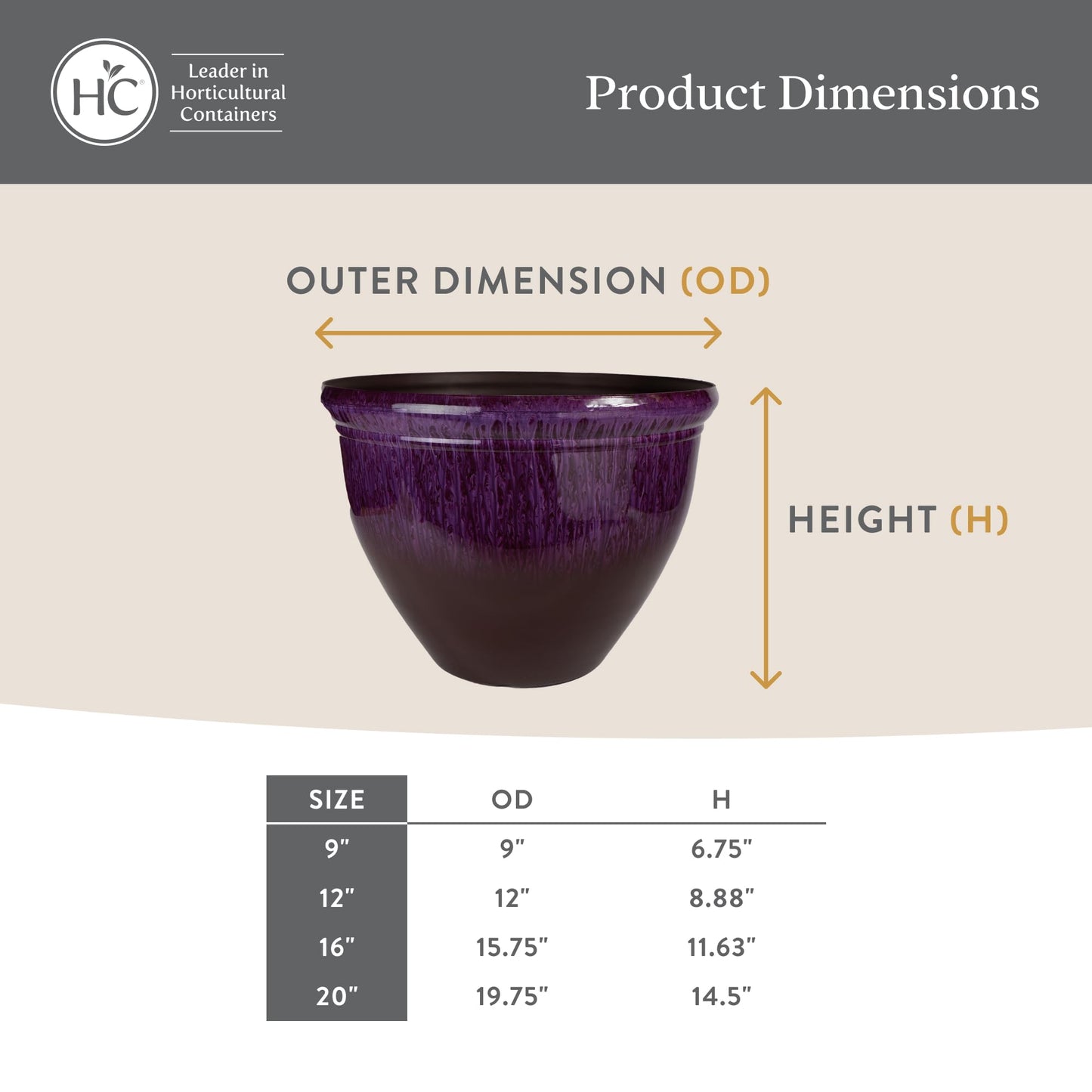 The HC Companies 9 Inch Pizzazz Round Planter Pots with Ceramic Look, Lightweight UV-Resistant Plastic Indoor & Outdoor Planters, 2-Pack Flower Pots for Garden & Home Decor, Foggy Gray