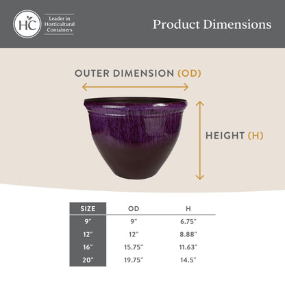 The HC Companies 9 Inch Pizzazz Round Planter Pots with Ceramic Look, Lightweight UV-Resistant Plastic Indoor & Outdoor Planters, 2-Pack Flower Pots for Garden & Home Decor, Foggy Gray