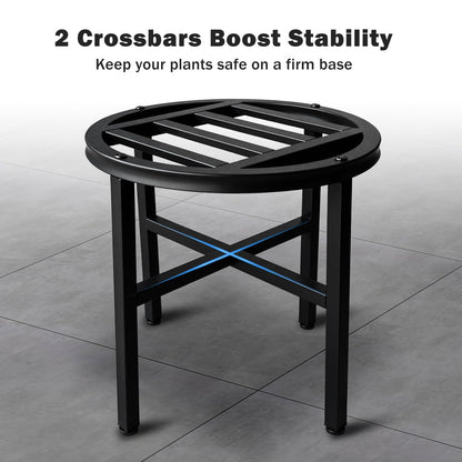 Hongsane Plant Stand Indoor Outdoor,13 Inch Round Metal Plant Stands Riser,Heavy Duty Wrought Iron Pedestal Holders for Large Flower Pot,Outside Rust-Proof Black Flower Display Shelf for Patio,2-Pack