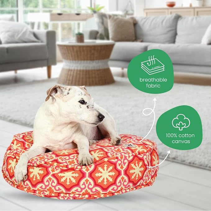 Molly Mutt Medium to Large Dog Bed Cover - Papillon Print - Measures 36” x 5’’ - 100% Cotton - Durable - Breathable - Sustainable - Machine Washable Dog Bed Cover