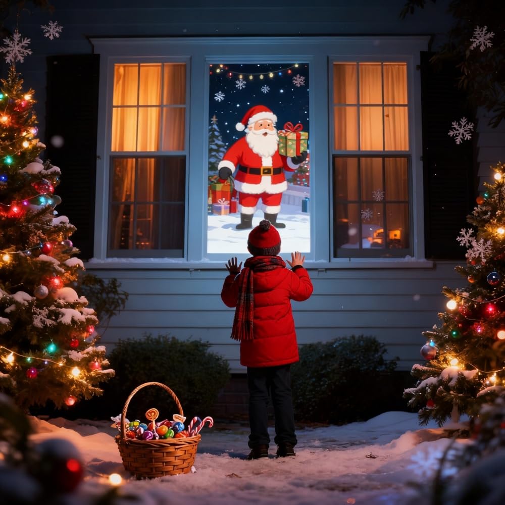 60" x 106" Holographic Rear Projection Screen – Foldable Portable Double-Sided Anti-Wrinkle Projector Screen for Christmas Movies, Halloween Effects, and Home Theater Nights(120 Inch)