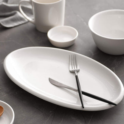 DOWAN 14" Serving Platters for Entertaining, Oval White Serving Plates, Party Serving Trays and Platters Oven Safe, Porcelain Dinner Serving Tray Serving Dishes for Meat, Set of 2