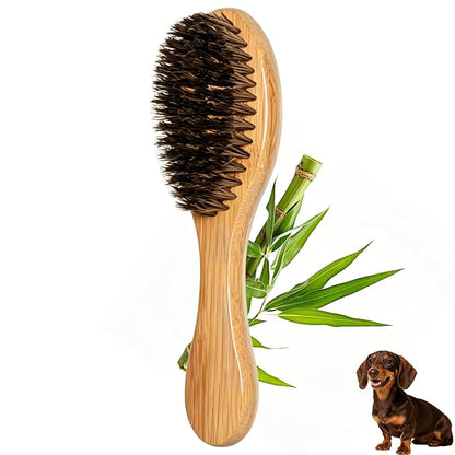 Soft Boar Bristle Short Hair Dog Brush, Natural Bamboo Handle, Pet Massage Deshedding Tool, Fit Puppy, Such as French Bulldog, Beagle, Dachshund, Boston Terrier, Pug, Chihuahua