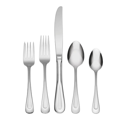 Oneida Silverware Set For 8, Satin Sand Dune 45-Piece Everyday Flatware Set with Serving Utensils, Service For 8, 18/0 Stainless Steel Silverware, Knives Spoons and Forks (Silver, 45 Piece)