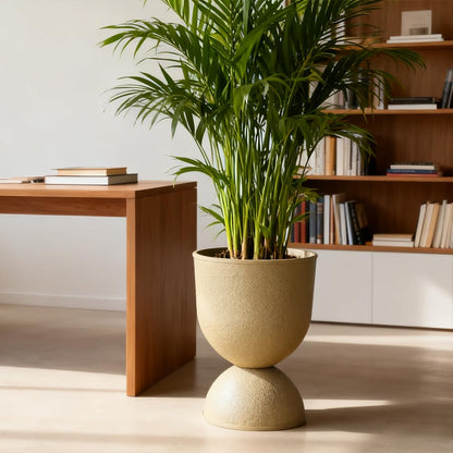 Modern Hourglass Planter, Indoor Decorative Plastic Plant Container, Textured Metal Look, Contemporary Home Garden Pot (WHITE, CUP001)
