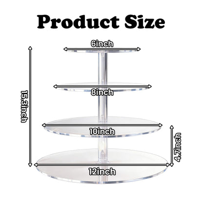 Vankcp 1 Pcs Cupcake Stand, 4-Tier Round Acrylic Cupcake Display Stand for 50 Cupcakes, Clear 4 Tier Cupcake Stand for Wedding Birthday Party，Halloween