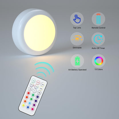 SEMSMOKS LED Puck Lights with Remote, Battery Operated -6 Pack