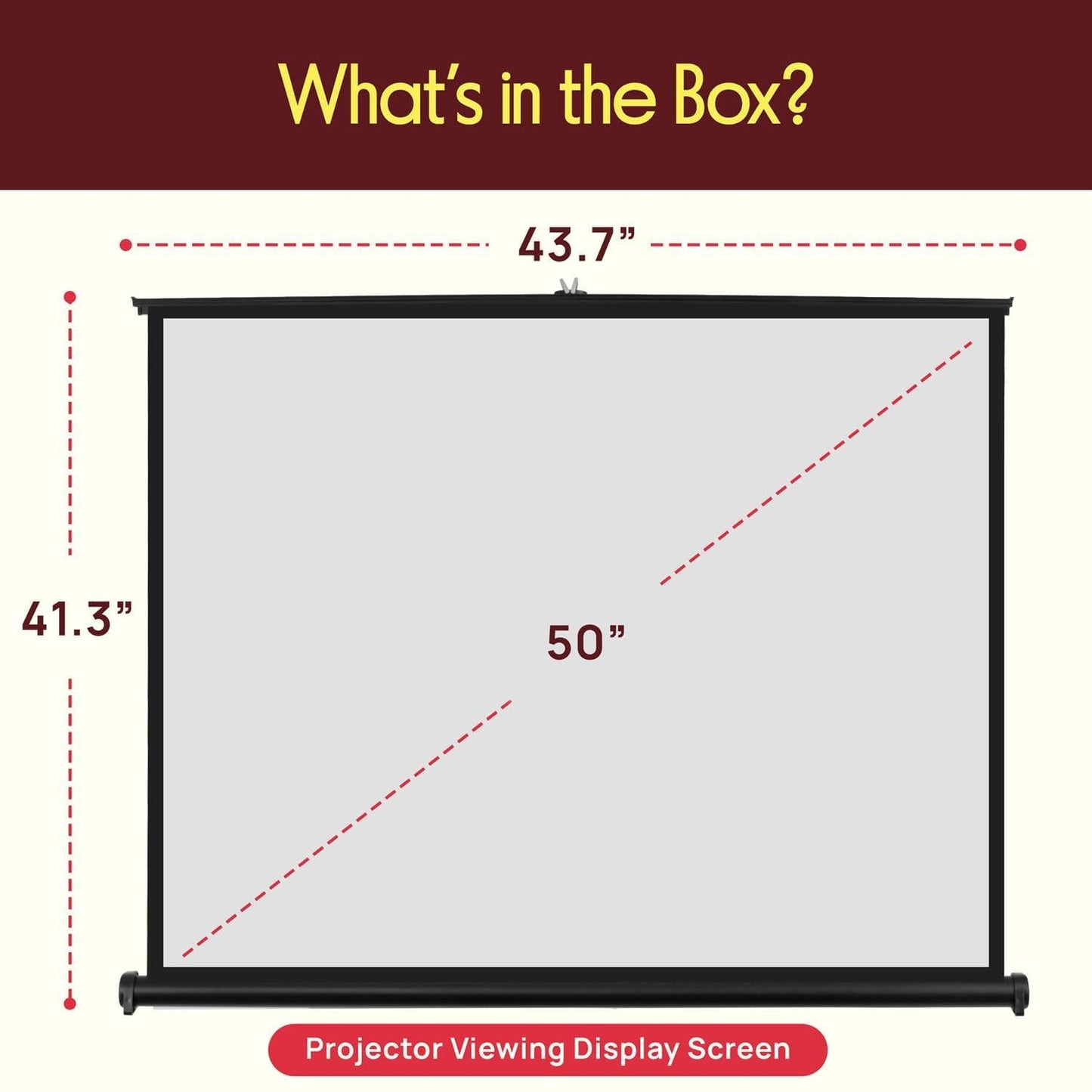 Pyle 50 Inches Projector Screen Portable Floor Standing Fold-Out Roll-Up Tripod Manual, Mobile Movie Screen, Home Theater Cinema Wedding Party Office Presentation, Quick Assembly - PRJTP53,White