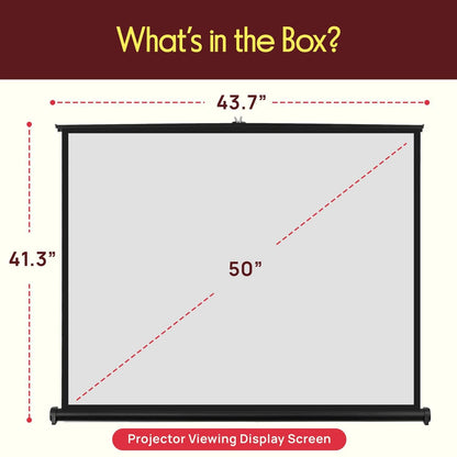 Pyle 50 Inches Projector Screen Portable Floor Standing Fold-Out Roll-Up Tripod Manual, Mobile Movie Screen, Home Theater Cinema Wedding Party Office Presentation, Quick Assembly - PRJTP53,White