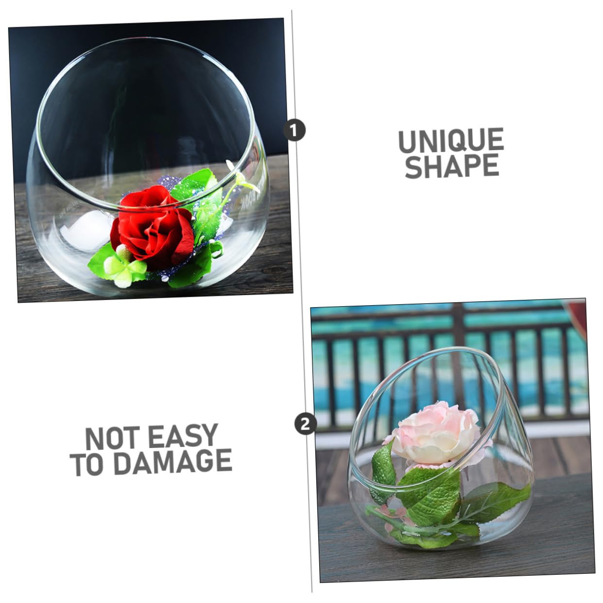 HOMOCONO 3pcs Slant Cut Glass Micro Landscape Bottle Ecological Terrarium Vase for Succulent Plants Desktop Tabletop Decoration