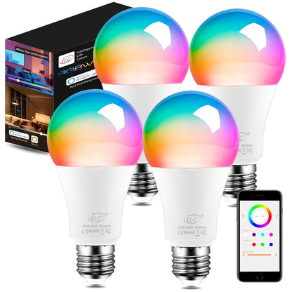 iLC Smart Light Bulb (150 Watt Equivalent) Compatible with Alexa Only, 1550 Lumens, Color Changing Warm White 2700K, 14W Bright LED Bulbs (4 Pack)