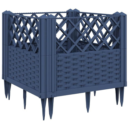 Xolmizyn Modular Garden Planter Box, 17.1 Inch Square Flower Pot with Basketweave Pattern, Modern Decorative Patio Container for Balconies, Porches, and Terraces, Blue Grey