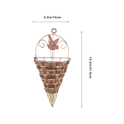 Abaodam 2Pcs Wall Hanging Flower Pots Rattan Planter Basket Set 12.40X5.51X2.75In Space-Saving Wall Mounted Flowerpot Decor for Indoor Outdoor Garden Patio