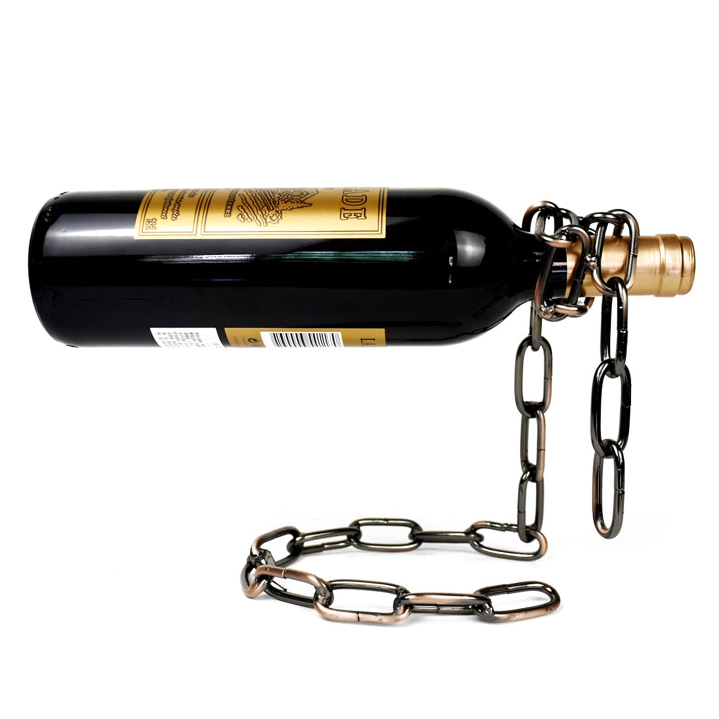 YHan Floating Wine Bottle Holder - Magic Steel Chain Wine Rack for Suspended Display - Holds Any Long-Neck Wine Bottles, Durable & Elegant, Perfect for Home Bar or Kitchen Decor (6.7x5.12x7.5in)