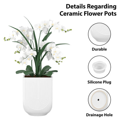 XiHuaer Ceramic Planter, 6 Inch Plant Pot with Drainage Hole, Indoor Outdoor Planter Flower Pots, White Pot for Plants