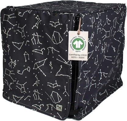 Molly Mutt Rocketman Dog Crate Cover, 100% Cotton Canvas Cover with 2 Roll-Up Panels, Ideal for Dog or Cat Crate, Durable, Washable, and Free of Harmful Chemicals, 24" x 18" x 21"